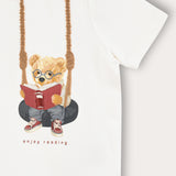 Baby T-shirt with teddy bear - beige