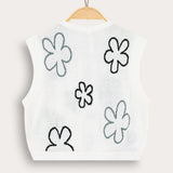 Floral Knit Cardigan - Black