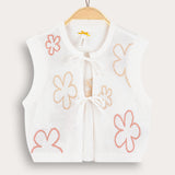 Floral knit cardigan with tie - pink