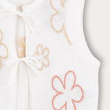 Floral knit cardigan with tie - pink