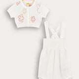 Floral overalls and cardigan - pink