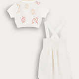 Floral overalls and cardigan - pink
