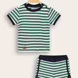 Striped set - green+navy