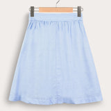 Shabbat skirt with globe embroidery - Blue Sky