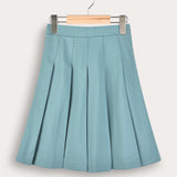 Plain pleated skirt - black