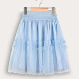 Zipka Tulle Skirt with Embroidery - Blue