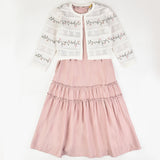 Dress combined with a knit cardigan - pink