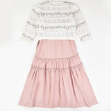 Dress combined with a knit cardigan - pink