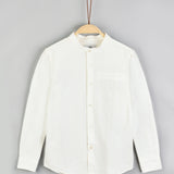 Button-down shirt with Chinese collar - cream