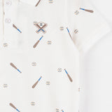Boys' Plain/Baseball Print Polo - Beige