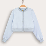 Satin Cardigan Shirt - Light Blue