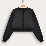 Satin Cardigan Shirt - Black