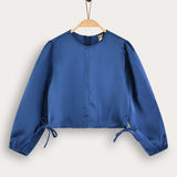 Satin shirt with tie detail - blue