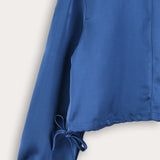Satin shirt with tie detail - blue