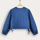 Satin shirt with tie detail - blue