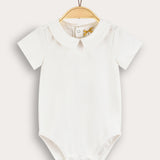 Sheer bodysuit with collar - beige