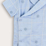 X-embroidered Shabbat shirt - Blue Sky