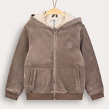 Velvet Hoodie with Fur - Mocha