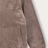 Velvet Hoodie with Fur - Mocha