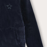 Velvet hoodie with fur - Navy