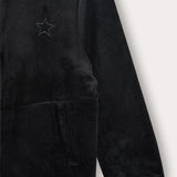 Velvet Hoodie with Fur - Black