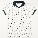 Printed collar shirt - white
