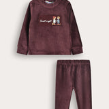 Doll Print Pajama Set - Burgundy
