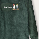 Pajama set with doll print - green