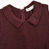 Knit Overalls and Cardigan Set - Burgundy