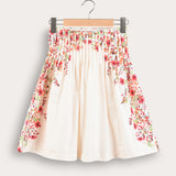Tiered floral skirt - beige