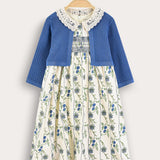 Floral dress + cardigan - Royal
