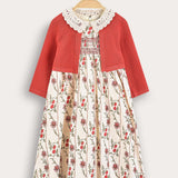Floral dress + cardigan - pink