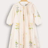 Tulle dress with frosted embroidery - beige