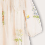 Tulle dress with frosted embroidery - beige