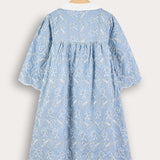 Dress with lace embroidery - blue