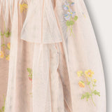 Tulle shirt with embroidery and frozen bow - Blue