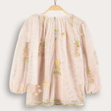 Tulle shirt with embroidery and frozen bow - Blue
