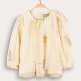 Tulle top with embroidery and frozen bow - yellow