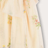 Tulle top with embroidery and frozen bow - yellow