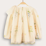 Tulle top with embroidery and frozen bow - yellow