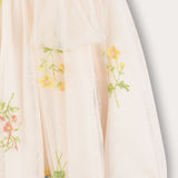 Tulle top with embroidery and frozen bow - beige