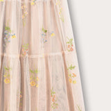 Embroidered maxi tulle skirt - blue