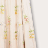 Embroidered Tulle Maxi Skirt - Beige