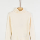 Ribbed knit golf shirt - cream