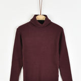 Ribbed Knit Golf Shirt - Burgundy