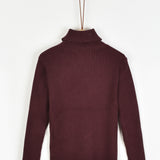 Ribbed Knit Golf Shirt - Burgundy