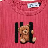Babygrow with teddy bear patch - pink