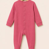 Babygrow with teddy bear patch - pink