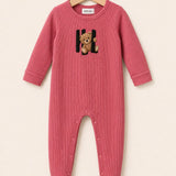 Babygrow with teddy bear patch - pink