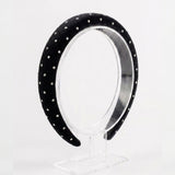 Velvet bow with zircons - black